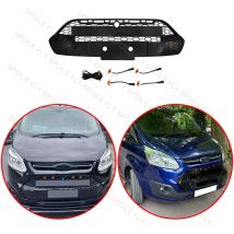 For Ford Transit Custom 2012-2018 Pre-FaceLift Model High Quality ABS Car Front Bumper Grille Glossy Black With 4/Pcs LED Lamp