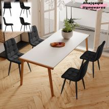 Anajqaqia 4er-Set Esszimmerstühle, gepolsterte Stühle mit Rückenlehne und Metallbeinen, moderne Küchenstühle, Samt, Schwarz