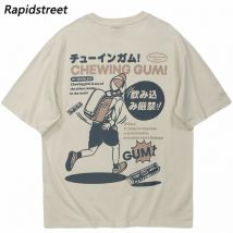 Hip Hop T-Shirt Streetwear japanische Kanji Anime gedruckt T-Shirt Männer Harajuku Baumwolle lässig T-Shirt Sommer Kurzarm Tops