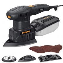 DOVAMAN 3-in-1 Multi Sander, 200W Electric Sander Tool with 6 Speed Settings, 15 Sandpapers, Low Vibration & Dust Collection