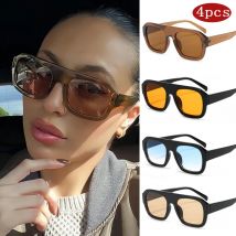 1 stücke/4 stücke Frauen Trendy Übergroßen Quadratischen Sonnenbrille Retro Marke Candy Farbe Design Sonnenbrille Polygon Sonnencreme Brillen UV400