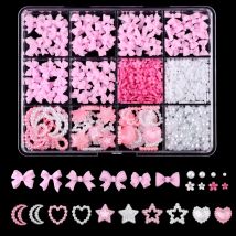 3D Harz Schleife Nägel Charms Set Flatback Bunte Schleife Band Perle Schmetterling Nagel Charm für Nail Art Supplies Dekoration DIY Handwerk