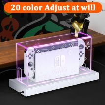 Para Nintendo Switch/Oled Base de pantalla emisora de luz cubierta a prueba de polvo interruptor de Control libre carcasa de consola acrílica consola de juegos