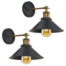 Lampada da parete industriale stile Edison vintage E27 da 2 pezzi con 180 °   Lampada da soffitto per interni con rotazione per soggiorno