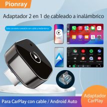 2026 Pionray Adaptador 2 en 1 Inalámbrico para CarPlay y Android Auto, WiFi de 5 GHz, USB-C/USB, Conexión Rápida