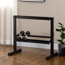 SPORTNOW Estante para Mancuernas de 2 Niveles Soporte de Almacenamiento para Mancuernas de Acero para Gimnasio en Casa Carga