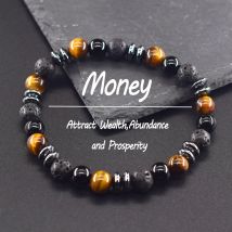 Attira ricchezza abbondanza e prosperità Bracciale con perline di pietra occhio di tigre giallo naturale Uomo Donna Porta soldi per te Veri gioielli