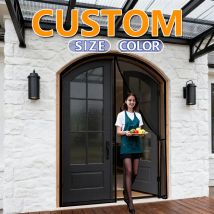 DTGJ Zanzariera per porta ad arco per finestra Zanzariera magnetica curva rotonda personalizzata per insetti volanti Maglia nera bianca invisibile in fibra di vetro
