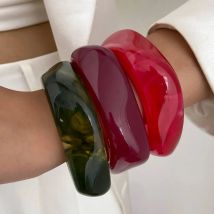Ingemark Y2K Boho Unregelmäßige Geometrische Harz Acryl Armbänder für Frauen an der Hand Retro Stapelbare Breite Armreifen Party Schmuck Geschenk