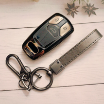 Titangrau für Audi A4 B9 A5 A6L A6 S4 S5 S7 8W Q7 4M Q5 TT TTS RS Coupe Smart Remote Autoschlüsselhülle Schlüsselanhänger Zubehör
