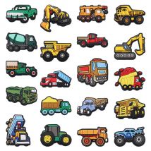 1-20 SZTUK Śliczny pojazd z kreskówek Transport Samochód Ciągnik PVC Charms do butów Klamra Chodaki Ogrodowe Ozdoby na guziki Prezent dla chłopca