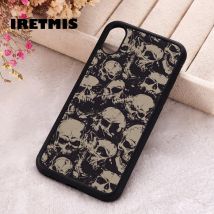 Iretmis Phone Cover Case For iPhone X XS Max XR 11 12 13 PRO MINI 14 15 16 Plus Rubber Silicone Skull Pattern