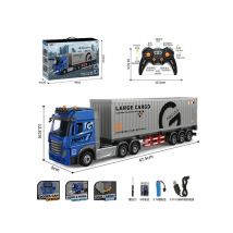RC Car Big RC Container Truck 9CH Alloy Remote Control Oil Tank Truck Electronic Simulation Trailer LED Music Rechargeable Toy