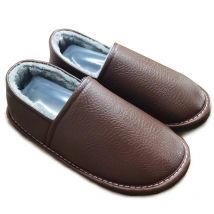 Brand Leather Slipper Men Slip On Winter Loafers Shoes Big Size 46 47 48 Males Fur Mules Flat Heel Womens Home Fluffy Slippers