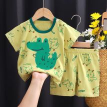 Sommer Baby Jungen Mädchen Kurzarm Anzug Cartoon Krokodil Baumwolle Kurzarm Top + Shorts 2 stücke Set Kinder Casual kinder Anzug