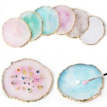 Maniküre Werkzeug 1PC Runde Harz Achat Stein Nail art Palette Falsche Nagel Tipps Mischen Farbe Zeichnung Palette Gel polnischen Display Regal