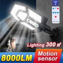 Bewegungsmelder 55LED Solarleuchte 8000LM Ultrahelle Fernbedienung Hofwandleuchte Im Freien Wasserdichte Sensing Villa