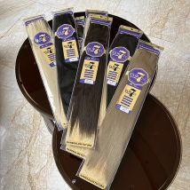 Estensioni per capelli sintetiche a clip Julianna da 24 pollici, 150g, 7 pezzi, 16 clip, in fibra Futura Kanekalon, all'ingrosso
