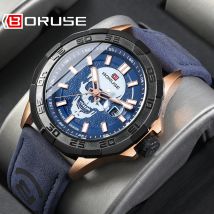 BORUSE Skull Wasserdichte Uhr Herren Leuchtende Quarzuhr Freizeit Sport Multifunktionale Timer-Uhren für Herren