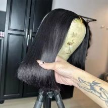Vendita di liquidazione Parrucca Bob per capelli umani 13x4 Frontale in pizzo dritto 8-14 pollici Parrucche per capelli pre pizzicate Bob dritto per osso Remy brasiliano