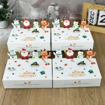 Weihnachten Rechteckige Pralinenschachtel Dessert Box Weiß DIY Papier Handwerk Cartoon Schneemann Santa Elch 3D Dekor Neujahr Schokolade Geschenkbox