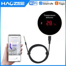 Haozee Tuya Smart WIFI Thermometer mit externer Temperaturfühler, USB-Aufladung oder wiederaufladbarer Akku