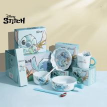 Disney Stich Geschirr Sets Hochwertige Haushalt Cartoon Keramik Reis Schüssel Löffel Stäbchen Mahlzeit Schüssel Nettes Geschenk für Kinder