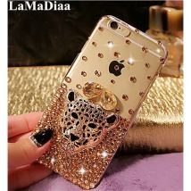 Luxuriöse heiße Tiger-Leopardenkopf-Diamant-Strass-Kristall-Bling-Handyhüllen für iPhone 15 14 Pro 13 12 16 Pro 15 Pro MAX 16 Plus