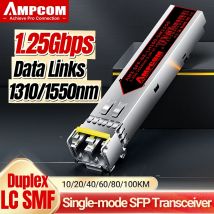 Modulo ricetrasmettitore AMPCOM 1.25G SFP LC Fibra ottica duplex 1000Base-LX/LH DDM 10KM/20KM/40KM/60KM/80KM