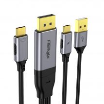 Fairikabe DP-zu-USB-C-Kabel, 2 m, 6,6 Fuß, für Monitor, PS5, Xreal VR-Glasadapter, 4 K bei 60 Hz, Displatport-zu-Typ-C-Kabel für Laptop, TVBox