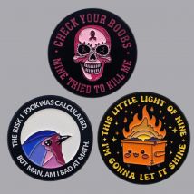 Funny Quotes Enamel Pin Breast Cancer Awareness Brooch Pines Lapel Pins Cute Bird Badge Clothes Accessories Fashion Jewelry Gift