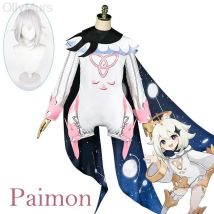 Genshin Impact Paimon Cosplay Kostüm Uniform Perücke Cosplay Anime Chinesischen Stil Halloween Kostüme für Frauen Spiel Kostüm Komplettset