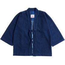 Indigo Jacket Men Vintage Kendo Suit Heavy Weight Cotton Blue Dyed Jacket Male Loose Casual Cardigan Coat Autumn Men's Clothing