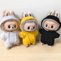 17 cm Labubu Puppenkleidungsset, einfarbig, Kapuzenpullover, Sweatshirt und Hose, Outfit für DIY-Puppen, Anziehgeschenk für Spielzeugsammler