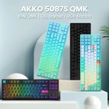 Akko-Teclado mecánico 5087S a través del paquete de teclado 80% TKL, montaje en bandeja inalámbrica de intercambio en caliente, con teclas PBT de doble disparo/sublimación de tinte