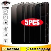 5 Stücke Volle Abdeckung Anti-spion Glas Für iPhone 16 15 14 11 12 13 17 Pro Max Privatsphäre Displayschutzfolie Für iPhone Air XR X XS 16 Plus