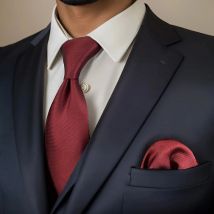 Red Solid Mens Necktie Set Brand New Extra Long Size Fashion Wedding Acceossories Hanky