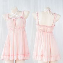 Anime Spiel Lolita Mädchen Chiffon Hosenträger Kleid Uniform Weibliche Rosa Nachthemd Mädchen Sexy Pyjama Set Rolle Spielen Kostüm Outfits