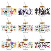Mixed Cartoon Waterproof Decals 3D Transfers UV DTF stickers 16oz Libbey Glasses UV DTF Cup Wraps  DIY Gift