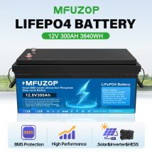 Datouboss LiFePO4 300Ah 12V Deep-Cycle-Batterie mit integriertem BMS, Hochleistung für Solar, Wechselrichter, HESS, 3840Wh