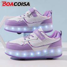 Rollschuhschuhe 4-Rad für Mädchen Kinder Blinklicht Sport LED-Licht Leuchtende Turnschuhe Schuhe Outdoor Casual Kinder Jungen