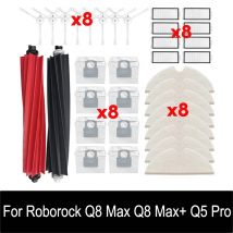 Do Roborock Q8 Max / Q8 Max Plus / Q5 Pro Plus Rolkowa szczotka boczna Filtr Mop Worek na kurz Robot Odkurzacze Akcesoria Część zamienna