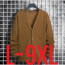 Strickjacke Männer Koreanischen Stil Solide Lose Über Fit Taste Strickwaren Männlichen V-ausschnitt Oversize Golf Tragen Große Größe 8XL Top Mantel Pullover