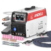 ANDELI Saldatrice TIG AC/DC 200A HF 7 in 1 Saldatore TIG a impulsi/bastone/punto/saldatura a freddo in alluminio con pedale 220V