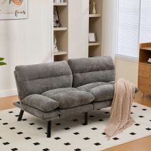 LVHOM Modernes 2-Sitzer-Chenille-Sofa mit Kissen – ergonomisches Design, verstellbare Rückenlehne und Armlehnen, Metallbeine, Loveseat