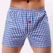 Boxer da uomo in cotone con freccia Intimo scozzese di grandi dimensioni Pantaloncini da notte larghi estivi Mutandine per giovani Botton Open U Covex Pouch Underpant