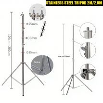 SH 2.8M Stainless Steel Light Stand Photography Stand Spring Cushioned Heavy Duty Stand Tripod for Photo Video Lighting