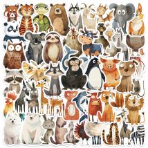 50PCS Nette Seltsame Aquarell Tiere Cartoon Aufkleber DIY Laptop Telefon Gepäck Tasse Wasserdichte Graffiti Fahrrad Auto Aufkleber