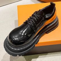 2025 Neue dicke Sohlen, innere Höhe erhöhen, lässige Herren-Business-Derby-Schuhe im britischen Stil von Cleanfit Big Head aus Leder