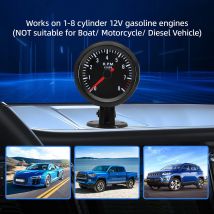 Weiße Hintergrundbeleuchtung, 2 Zoll, 52 mm Drehzahlmesser, Auto-Drehzahlmesser, 0–8000 U/min, Auto-Messgerät, schwarzes Gehäuse, Tacho für 1–8 Zylinder, Benzin